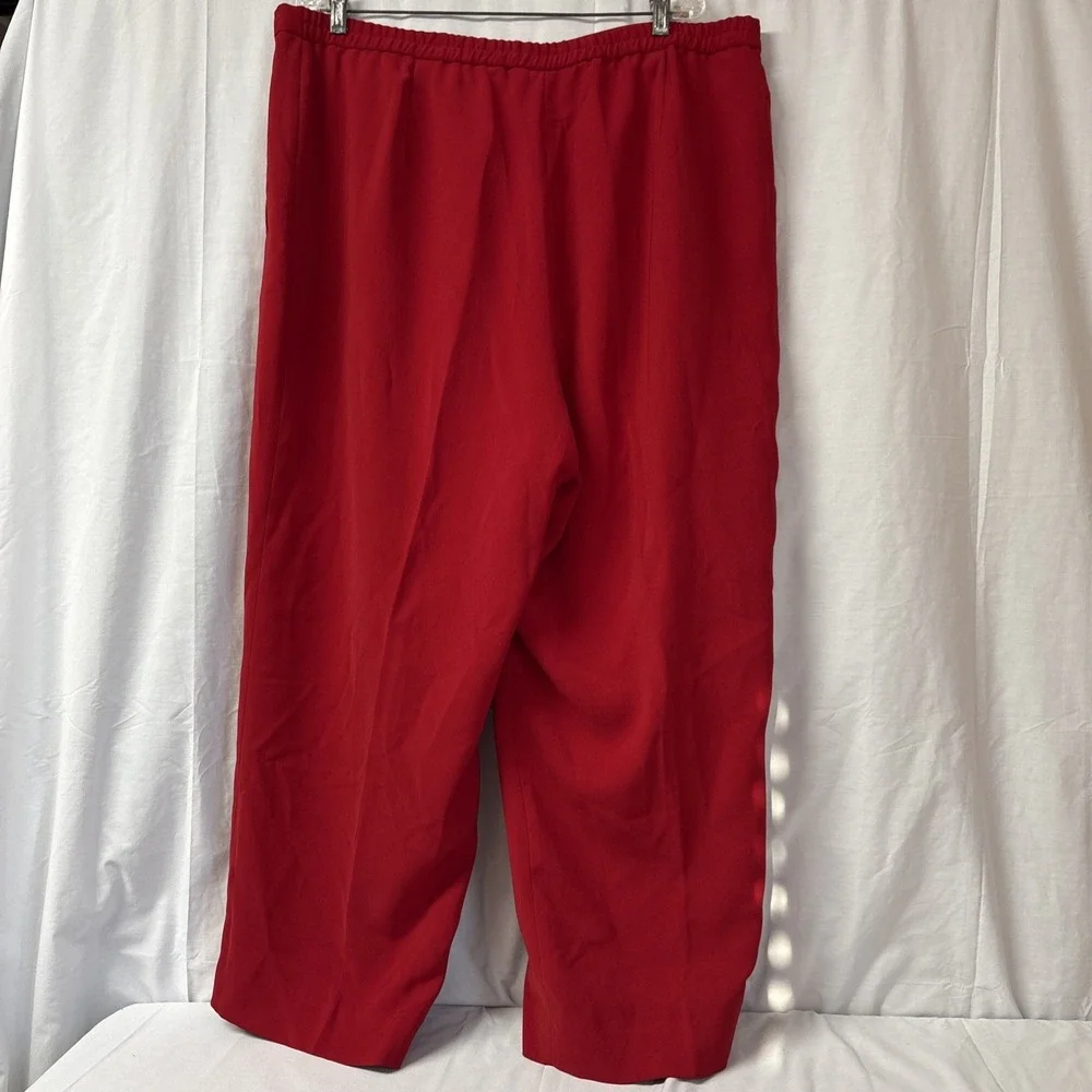 Lined Dress Pants Women Sz 20 Solid Red Pleated Front Elastic Waistbnd 40x26